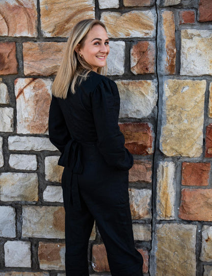 Long Sleeve Linen Jumpsuit